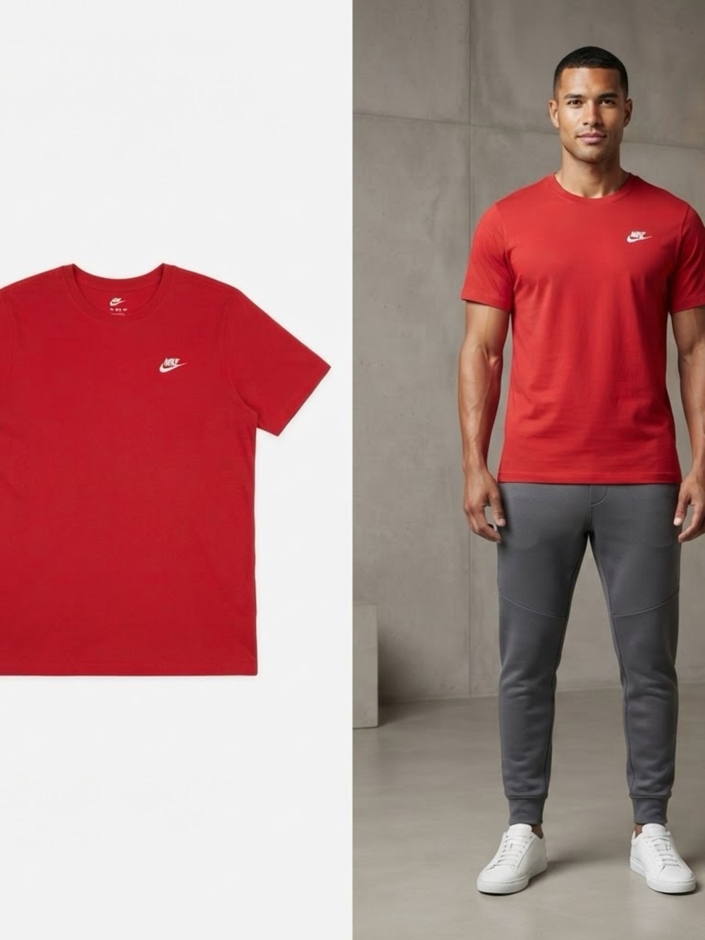 Nike Red Short-Sleeve Crew Tee with White Swoosh
